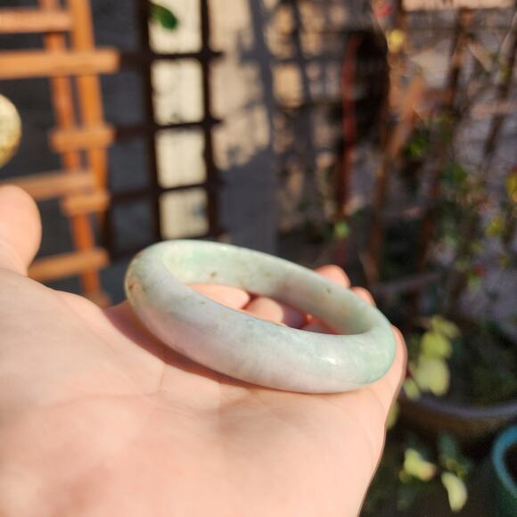 Jadeite Jade Bangle Green Natural Semi Translucent 335ct Myanmar Burma Bracelet - Picture 12 of 15